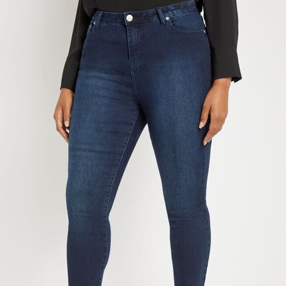 Eloquii Dark Wash Classic Fit Sculpting Skinny Jean in Size 14 L (Long) - Picture 1 of 12